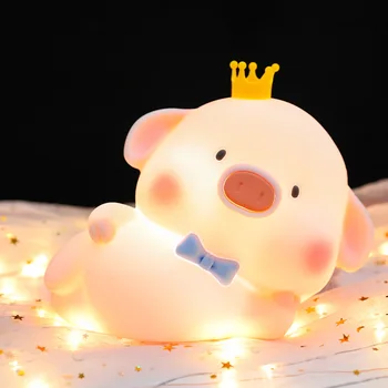 Kūrybingi Gimtadienio Dovana Mielas Kiaulių Krovimo Naktį Šviesos Karūna Laisvalaikio Animacinių Filmų Kiaulių Mažas Naktį Lempos Didmeninės Nuotrauka