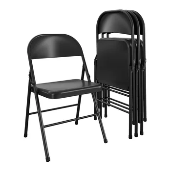 Mūsų Organizmo Kertinių Akmenų, Plieno Lankstymo Kėdė (4 Pakuotės), Juodas Nuotrauka