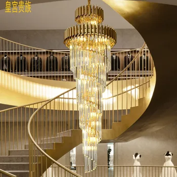 Po modernus šviestuvai, aukso, šviesos, prabangūs laiptai žibintai, villa žibintai, black crystal šviesos, kampe laiptai, 3 metrų ilgio l Nuotrauka