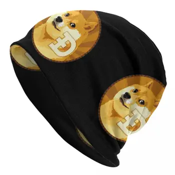 Megzti Skrybėlę, variklio Dangtis, Skrybėlės nuo saulės Dogecoin 2 dangteliai Unisex 
Blockchain Mezgimo Skrybėlę Unikalus Nuotrauka