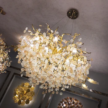 Šviesos prabanga kambarį liustra kristalų lempos kūrybos apvalus valgomojo lempa villa viešbučio atmosfera dizaineris miegamojo lempa Nuotrauka